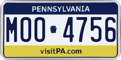 PA license plate MOO4756