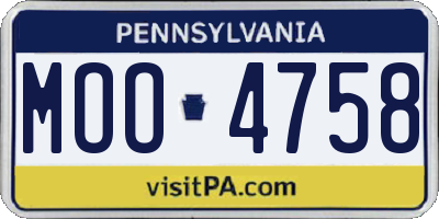 PA license plate MOO4758