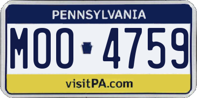 PA license plate MOO4759