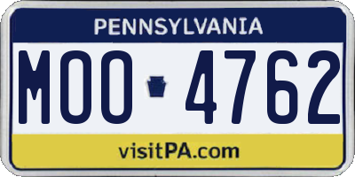 PA license plate MOO4762