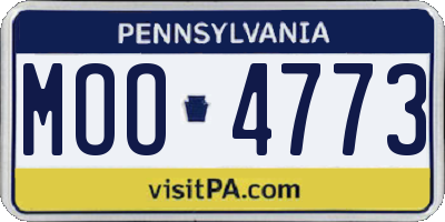 PA license plate MOO4773