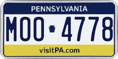 PA license plate MOO4778
