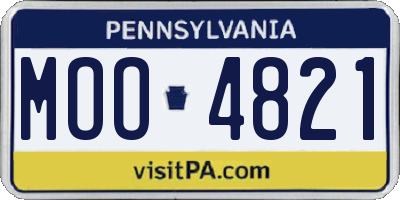 PA license plate MOO4821