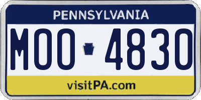 PA license plate MOO4830