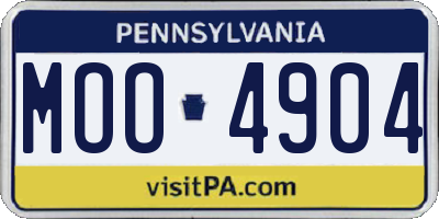 PA license plate MOO4904