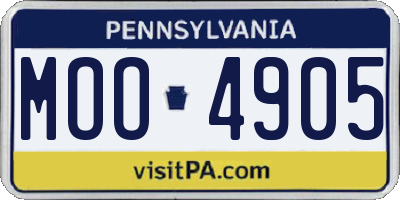 PA license plate MOO4905
