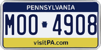 PA license plate MOO4908