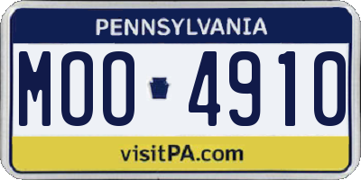 PA license plate MOO4910