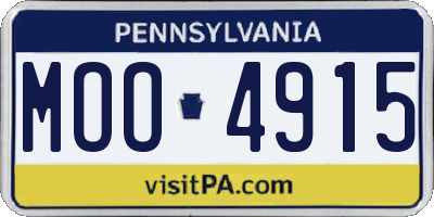 PA license plate MOO4915