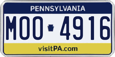 PA license plate MOO4916