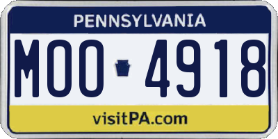 PA license plate MOO4918