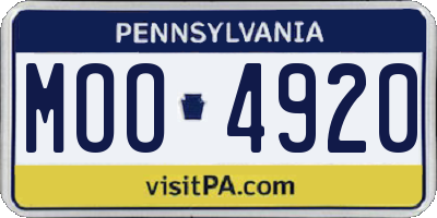PA license plate MOO4920