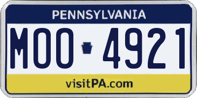 PA license plate MOO4921