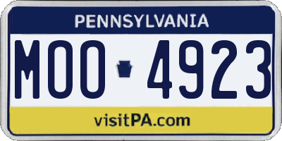 PA license plate MOO4923
