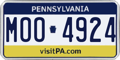 PA license plate MOO4924