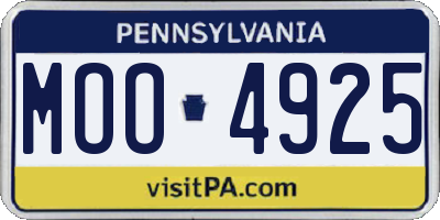 PA license plate MOO4925