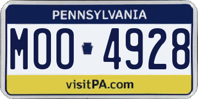 PA license plate MOO4928