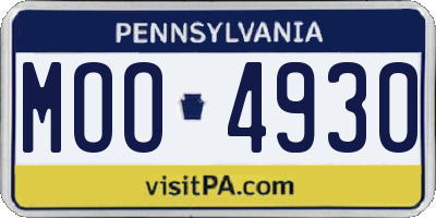 PA license plate MOO4930