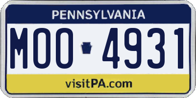 PA license plate MOO4931
