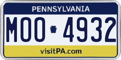 PA license plate MOO4932