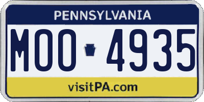 PA license plate MOO4935