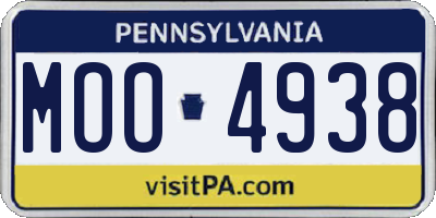 PA license plate MOO4938