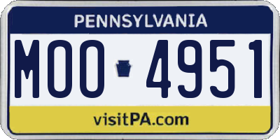 PA license plate MOO4951