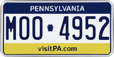 PA license plate MOO4952