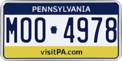 PA license plate MOO4978