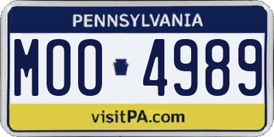 PA license plate MOO4989