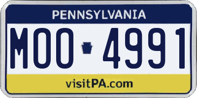 PA license plate MOO4991