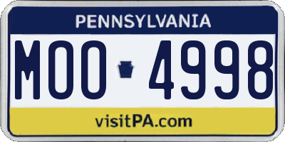 PA license plate MOO4998