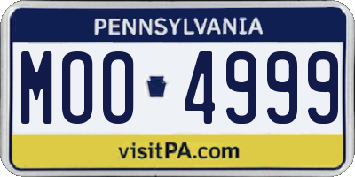 PA license plate MOO4999