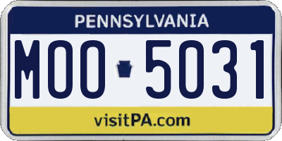 PA license plate MOO5031