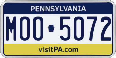 PA license plate MOO5072