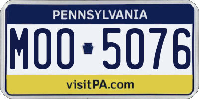 PA license plate MOO5076