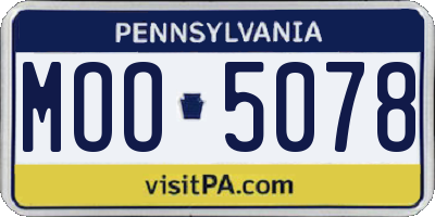 PA license plate MOO5078