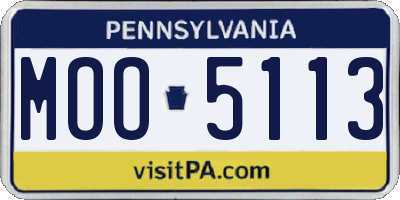 PA license plate MOO5113
