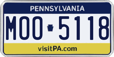 PA license plate MOO5118