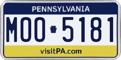 PA license plate MOO5181