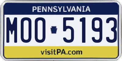 PA license plate MOO5193