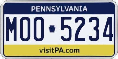 PA license plate MOO5234
