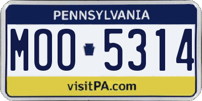 PA license plate MOO5314