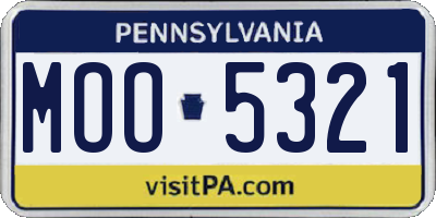 PA license plate MOO5321