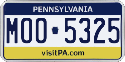 PA license plate MOO5325