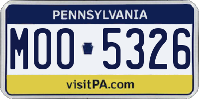 PA license plate MOO5326