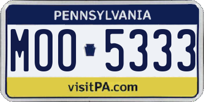 PA license plate MOO5333