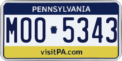 PA license plate MOO5343