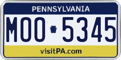PA license plate MOO5345