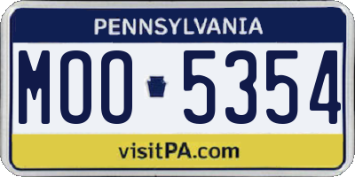 PA license plate MOO5354